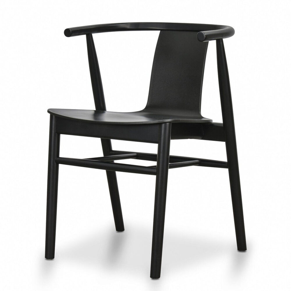 Set of 2 - Dean Wooden Dining Chair - Full Black - Image 2