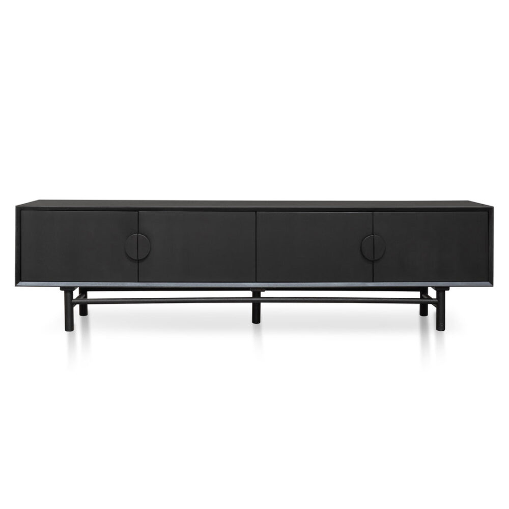 Ducan 2.1m Wooden TV Entertainment Unit - Black - Image 2