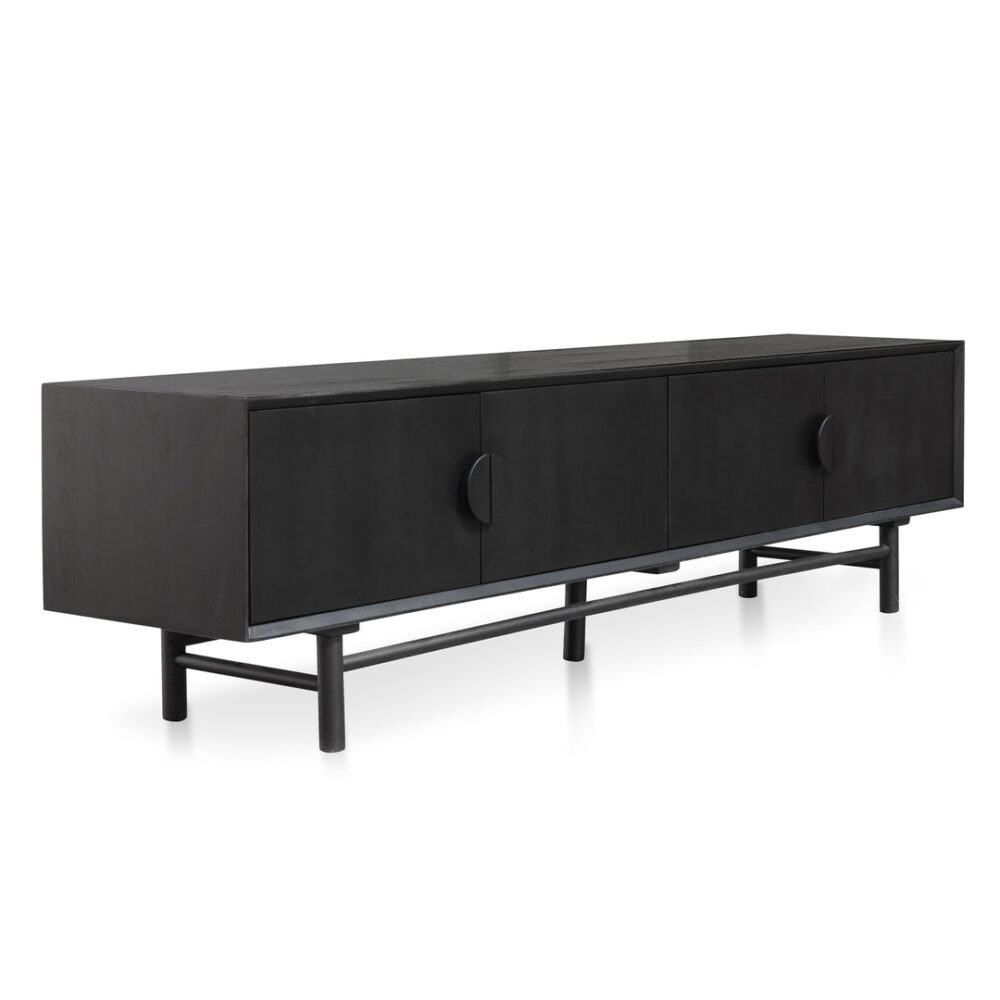 Ducan 2.1m Wooden TV Entertainment Unit - Black - Image 3