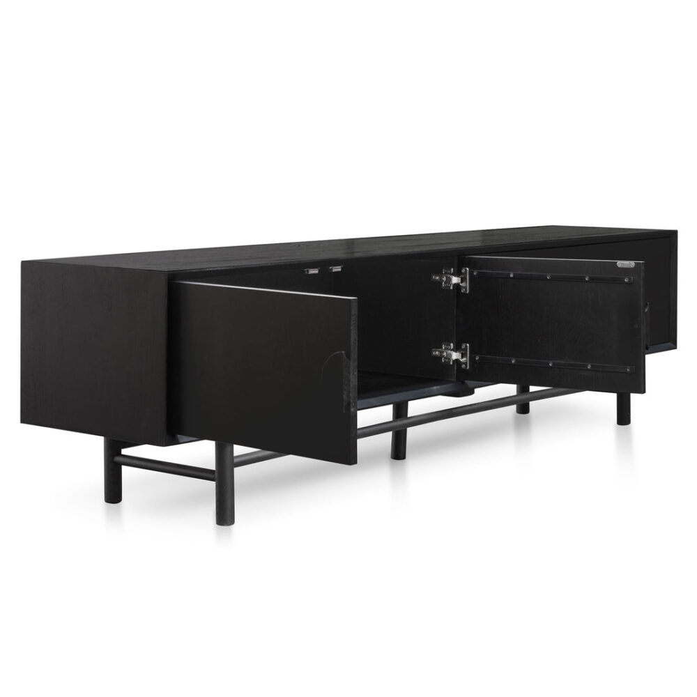 Ducan 2.1m Wooden TV Entertainment Unit - Black - Image 4