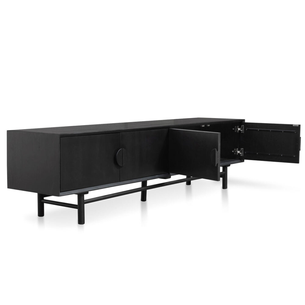 Ducan 2.1m Wooden TV Entertainment Unit - Black - Image 5