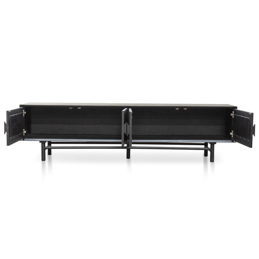 Ducan 2.1m Wooden TV Entertainment Unit - Black - Image 6