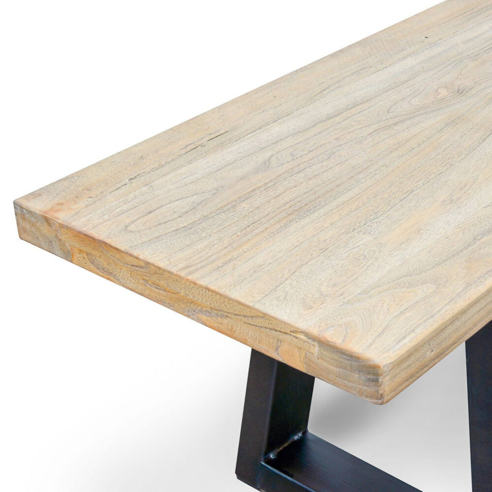 Edwin 2m Reclaimed Elm Wood Bench - Natural - Image 3