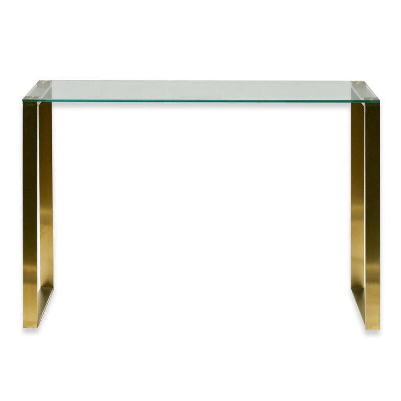 Alternative view of Freder Glass Console Table - Brushed Gold Base