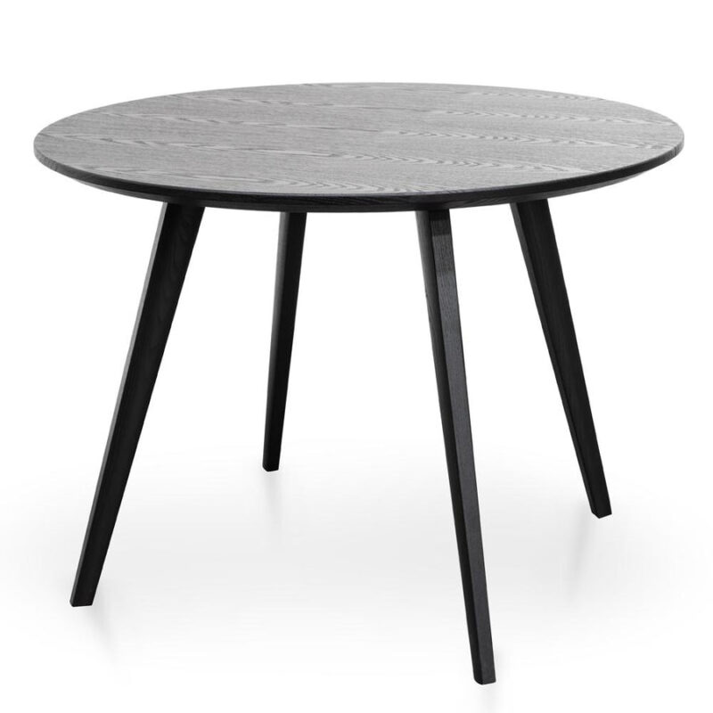 Halo 100cm Veneer Top Round Dining Table - Full Black