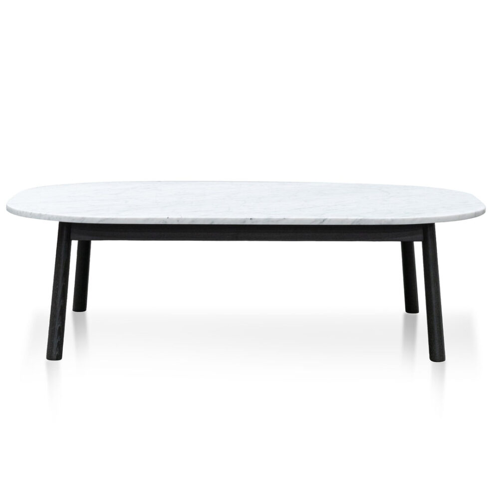 Hamilton 110cm Marble Coffee Table - Black Base - Image 2