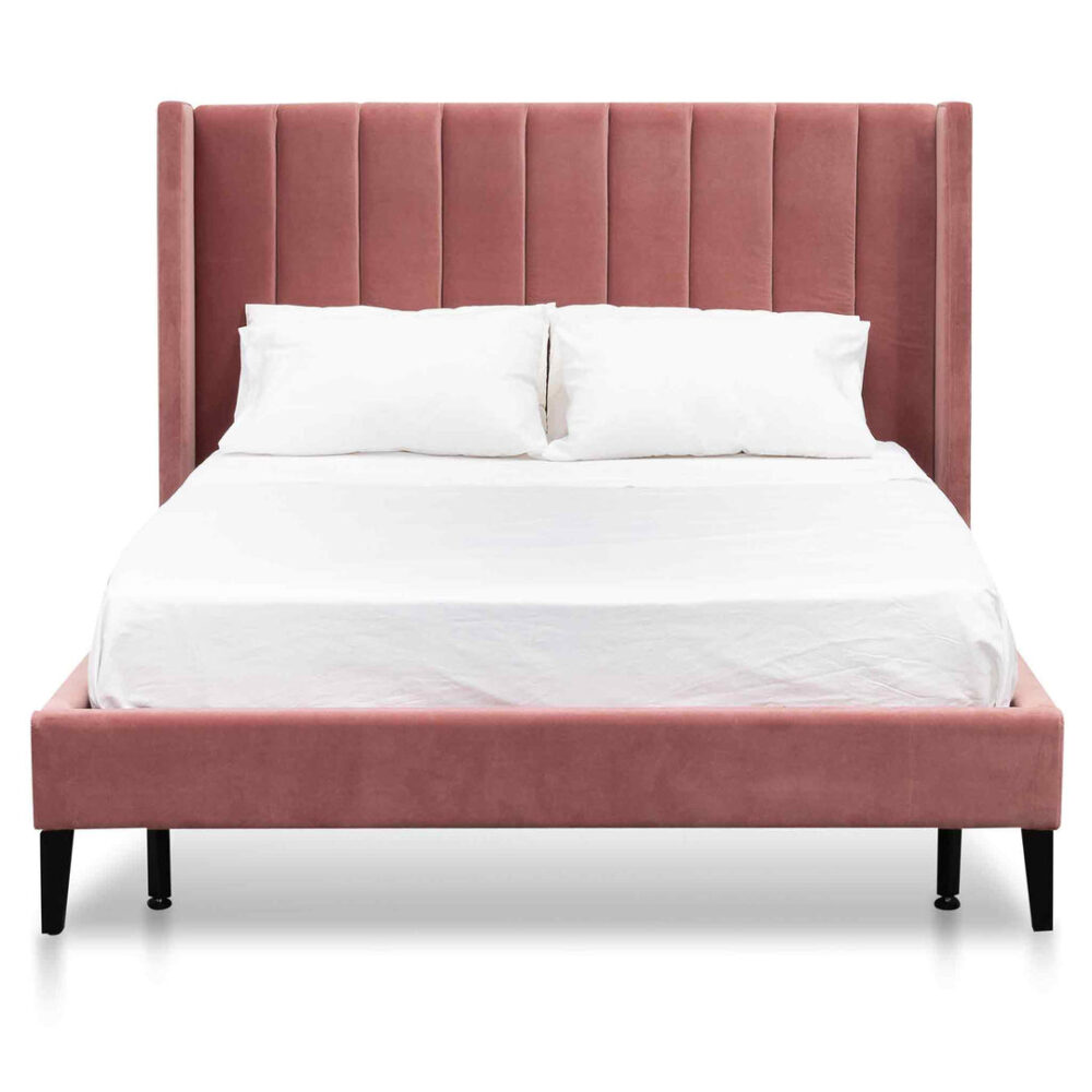 Hillsdale Queen Bed Frame - Blush Peach Velvet - Last One - Image 2
