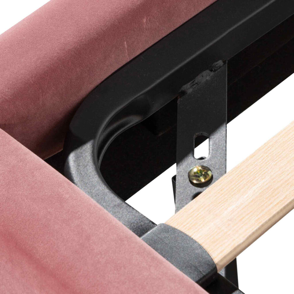 Hillsdale Queen Bed Frame - Blush Peach Velvet - Last One - Image 9
