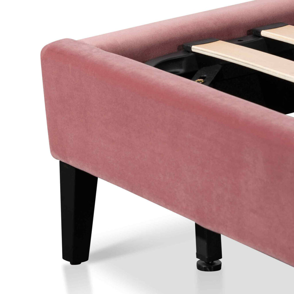 Hillsdale Queen Bed Frame - Blush Peach Velvet - Last One - Image 8