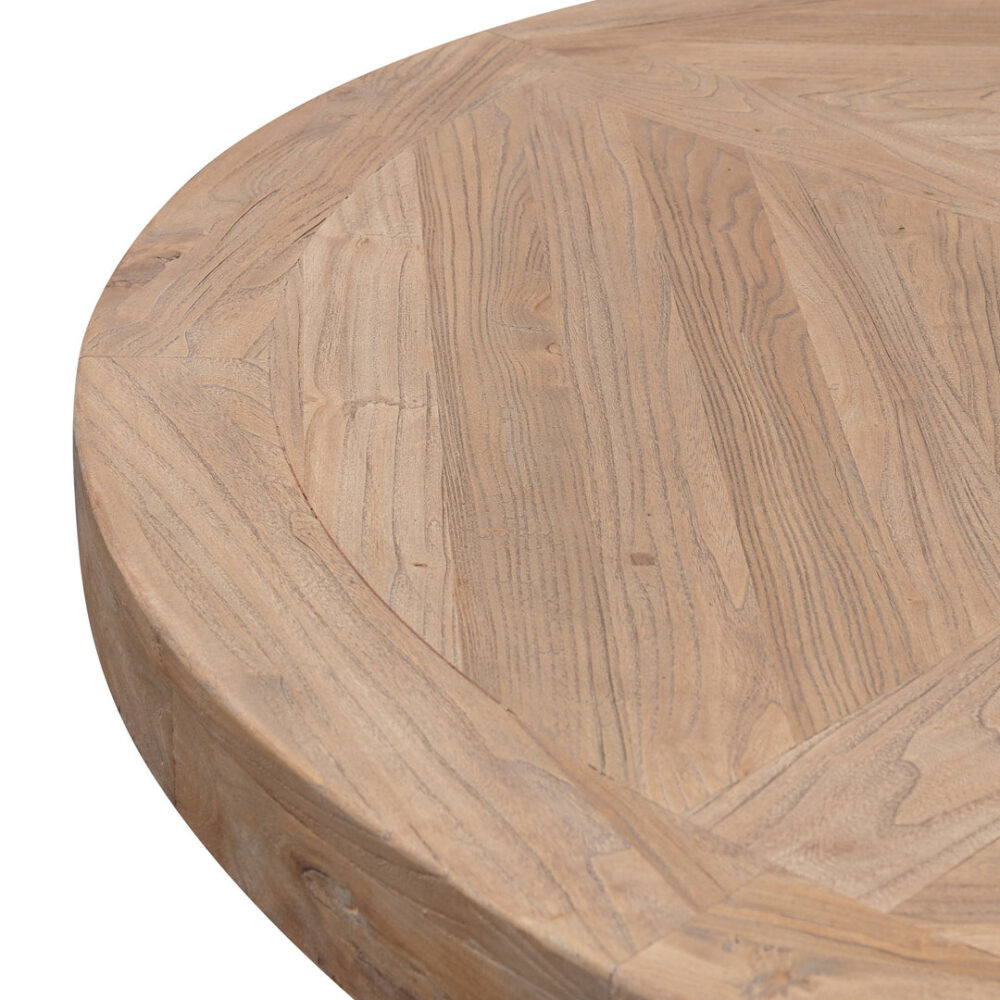 Kara Reclaimed 1.4m Round Dining Table - Natural Top and Black Base - Image 5