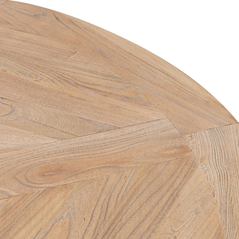 Kara Reclaimed 1.4m Round Dining Table - Natural Top and Black Base - Image 9