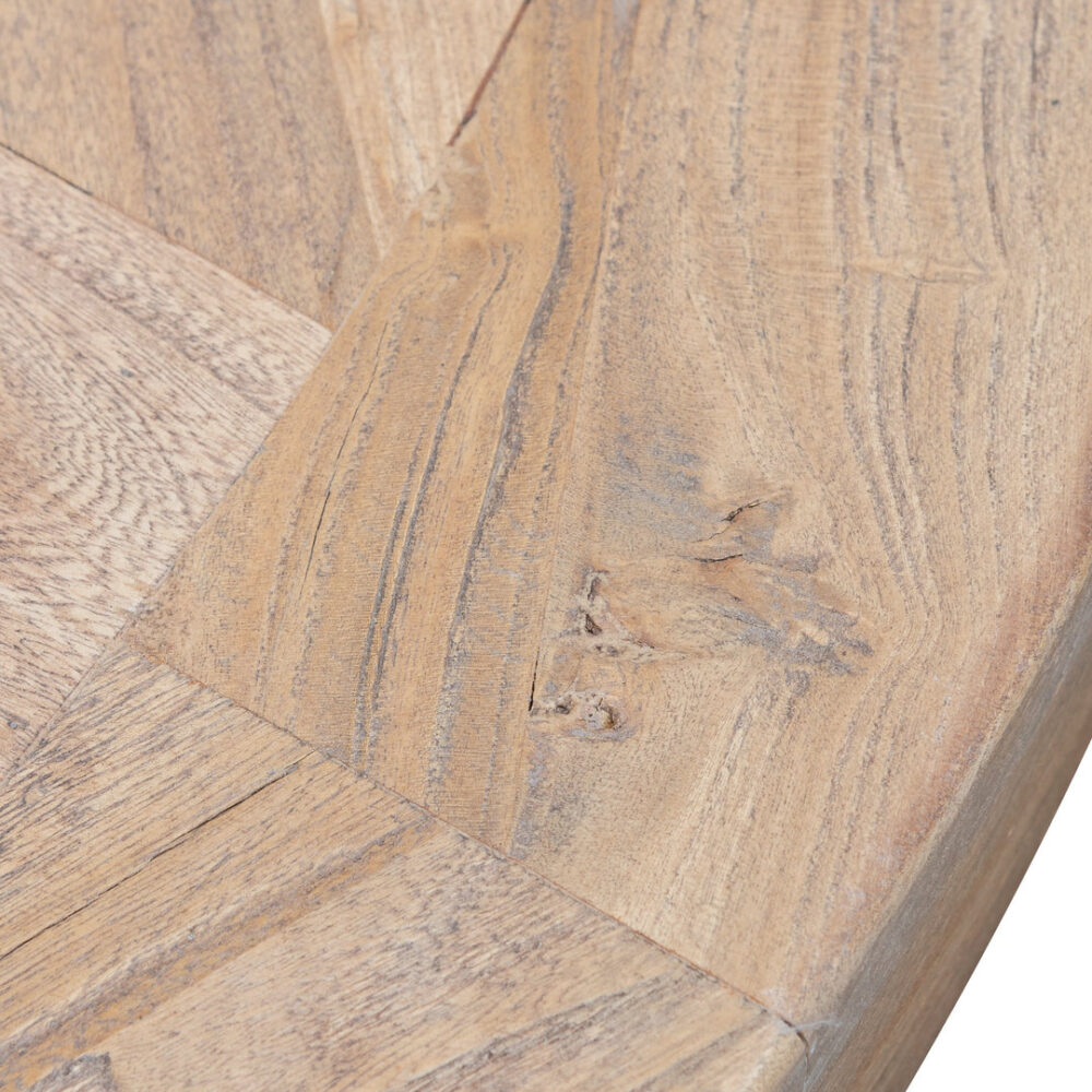 Kara Reclaimed 1.4m Round Dining Table - Natural Top and Black Base - Image 7