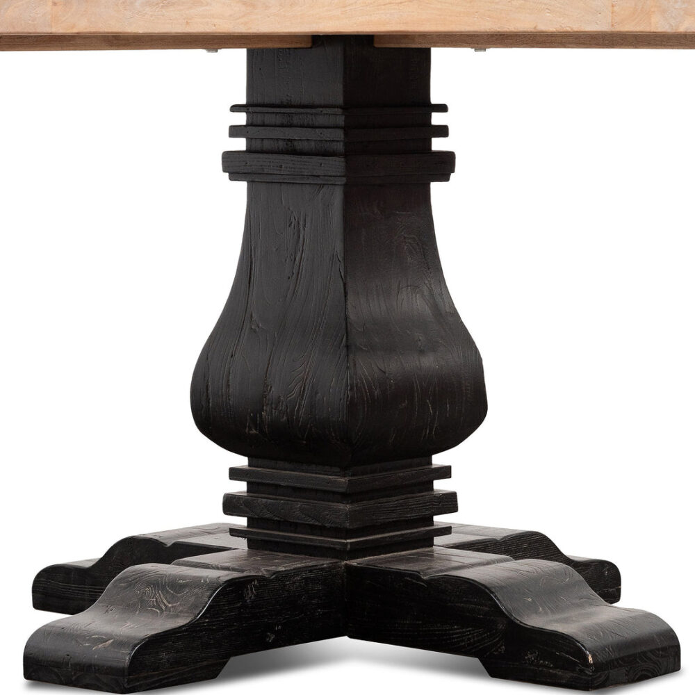 Kara Reclaimed 1.4m Round Dining Table - Natural Top and Black Base - Image 3