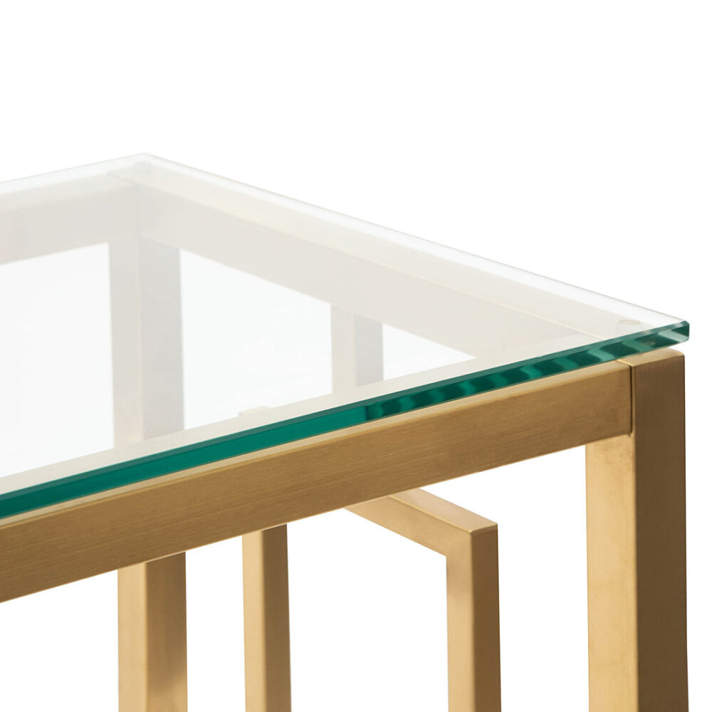 Kater Glass Console table - Brushed Gold Base - Image 6