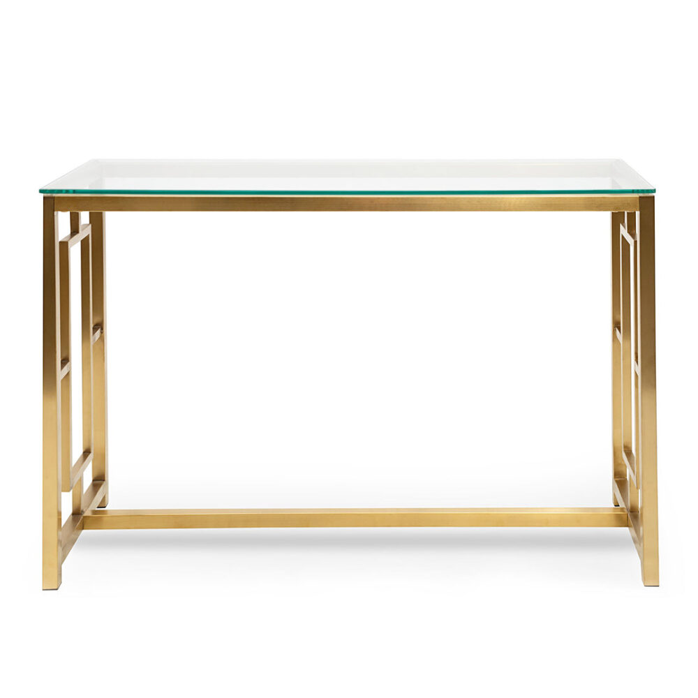 Kater Glass Console table - Brushed Gold Base - Image 2
