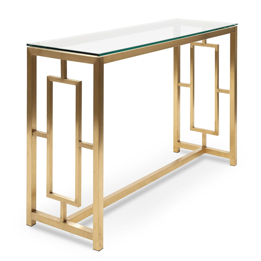 Kater Glass Console table - Brushed Gold Base - Image 3