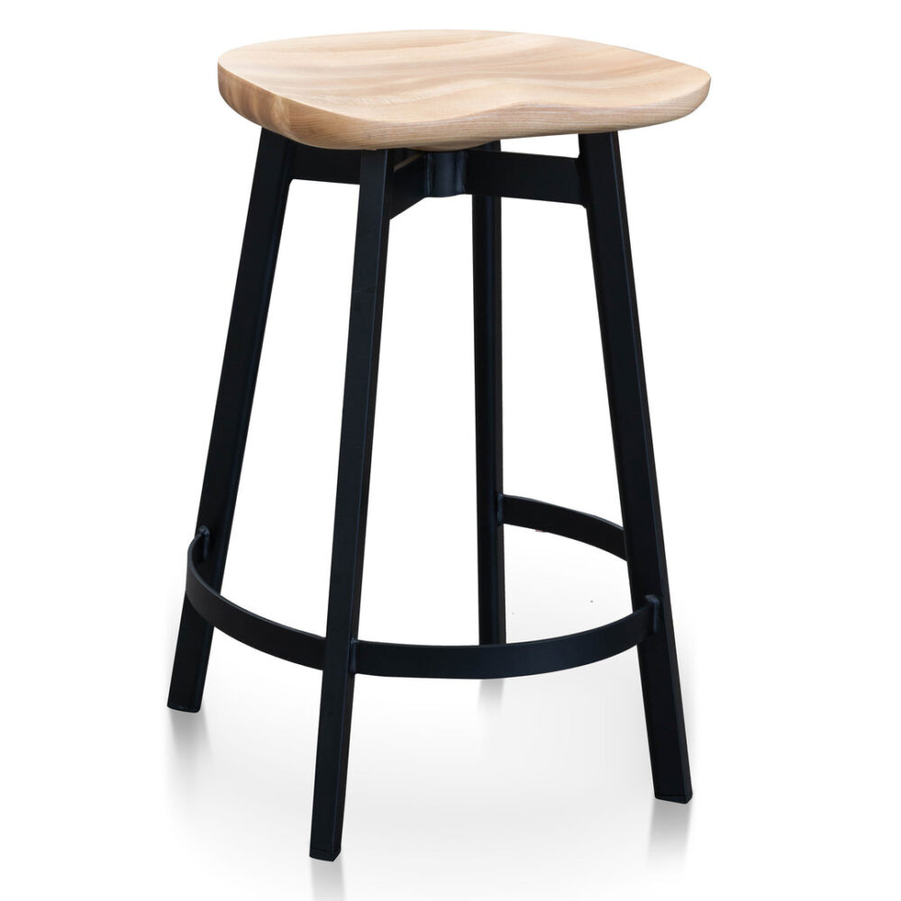 Lewis 65cm Bar Stool - Natural and Matt Black Leg - Image 3