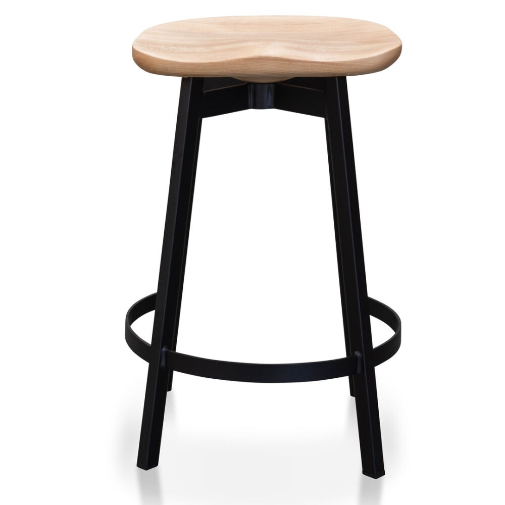 Lewis 65cm Bar Stool - Natural and Matt Black Leg - Image 2