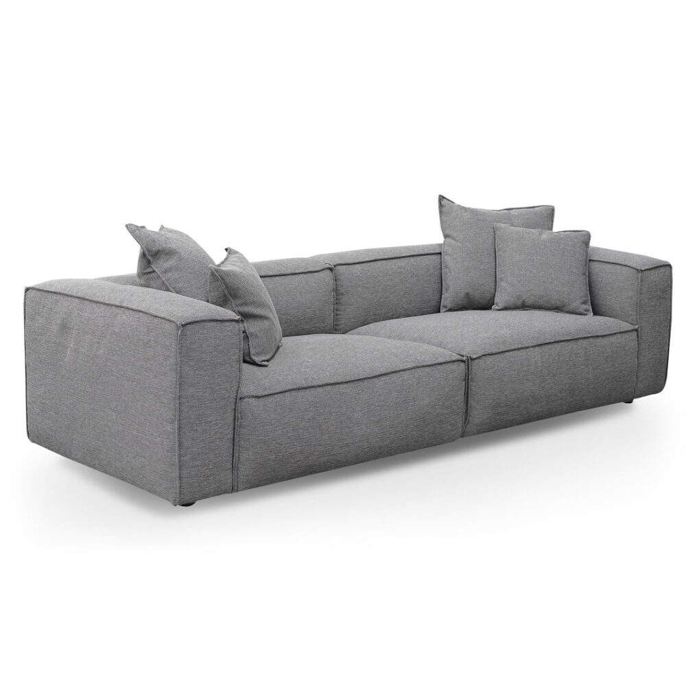 Loft 4 Seater Fabric Sofa with Cushion and Pillow - Graphite Grey - Image 5