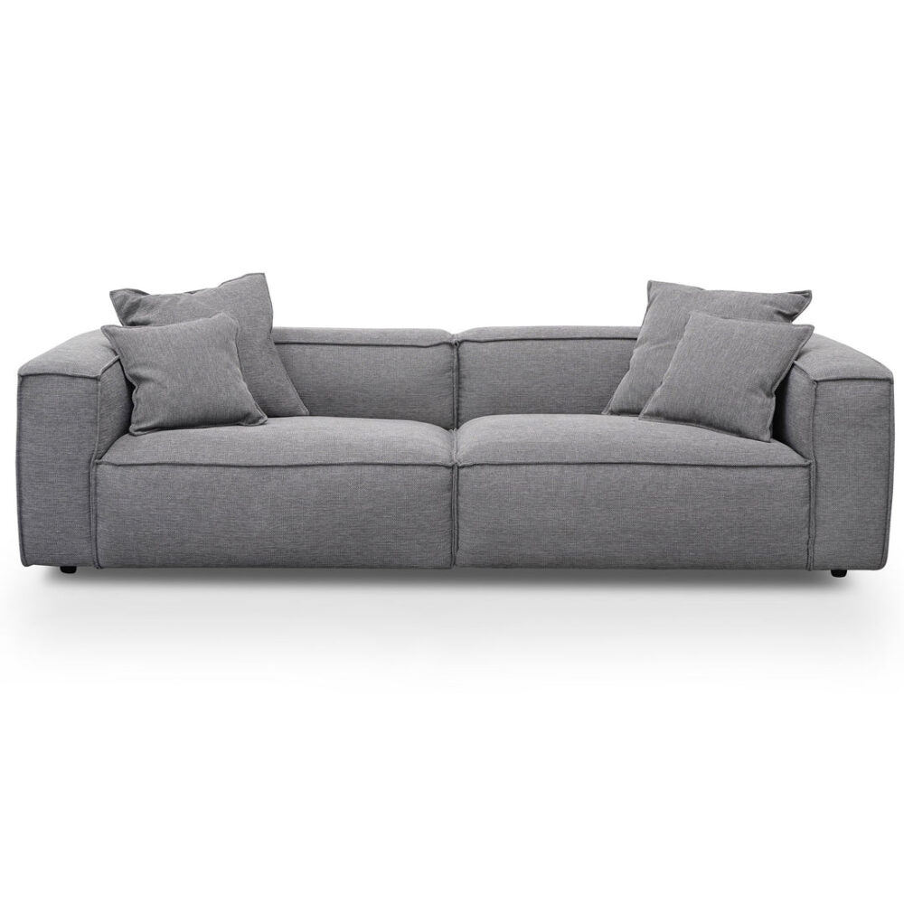 Loft 4 Seater Fabric Sofa with Cushion and Pillow - Graphite Grey - Image 2