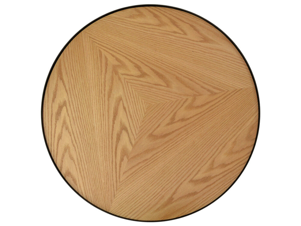 Luna 90x45cm Round Coffee Table - Natural Top - Black Frame - Image 4