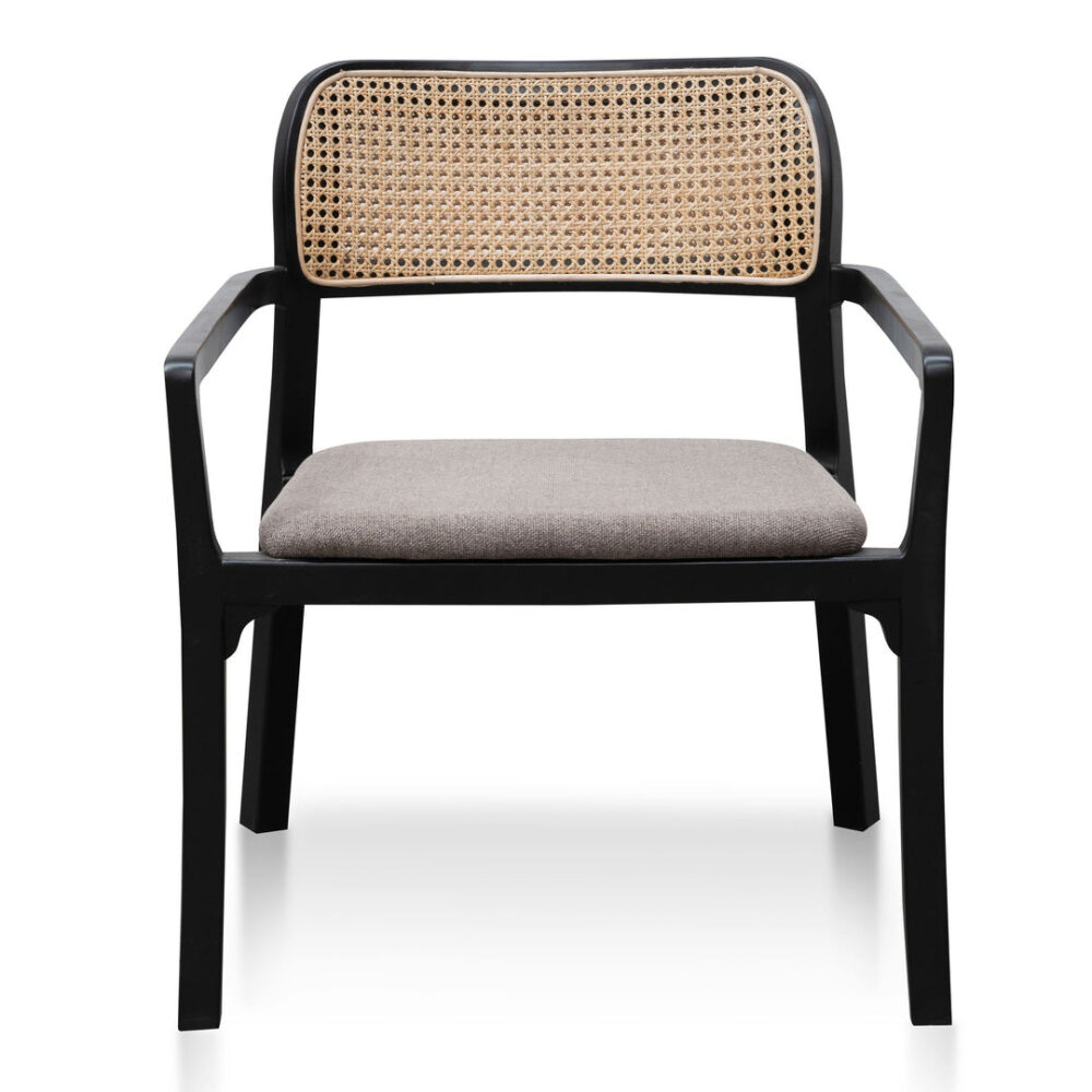Madeline Fabric Armchair - Caramel Grey with Black Legs - Image 2