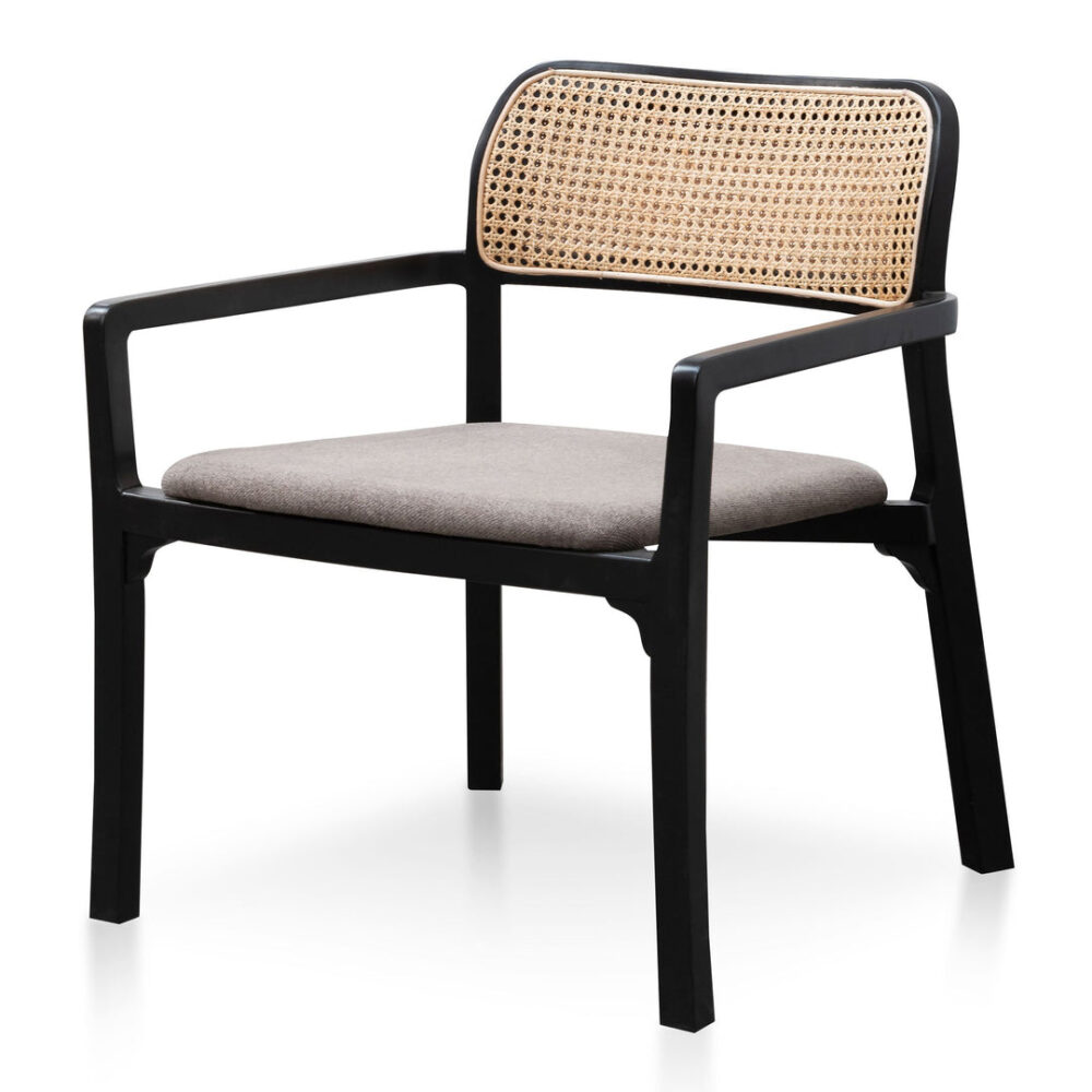Madeline Fabric Armchair - Caramel Grey with Black Legs