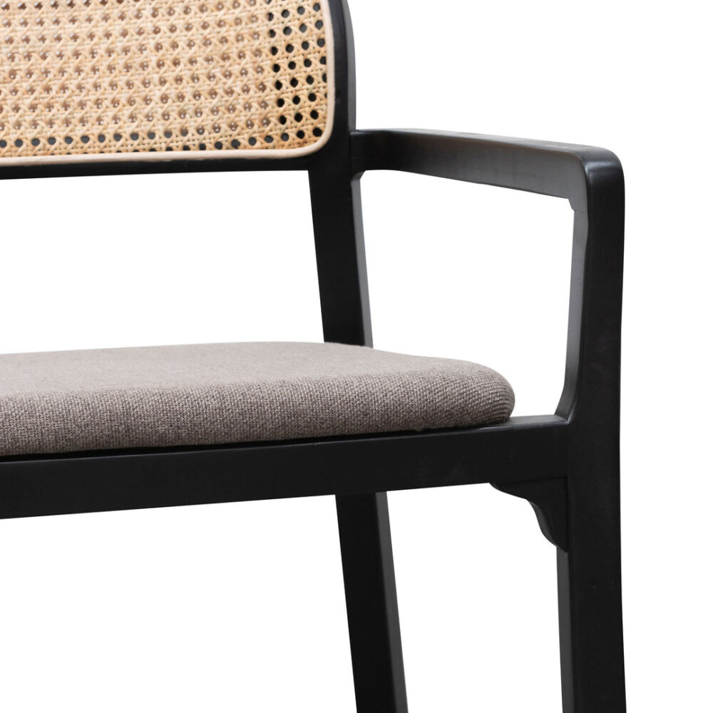 Madeline Fabric Armchair - Caramel Grey with Black Legs - Image 4