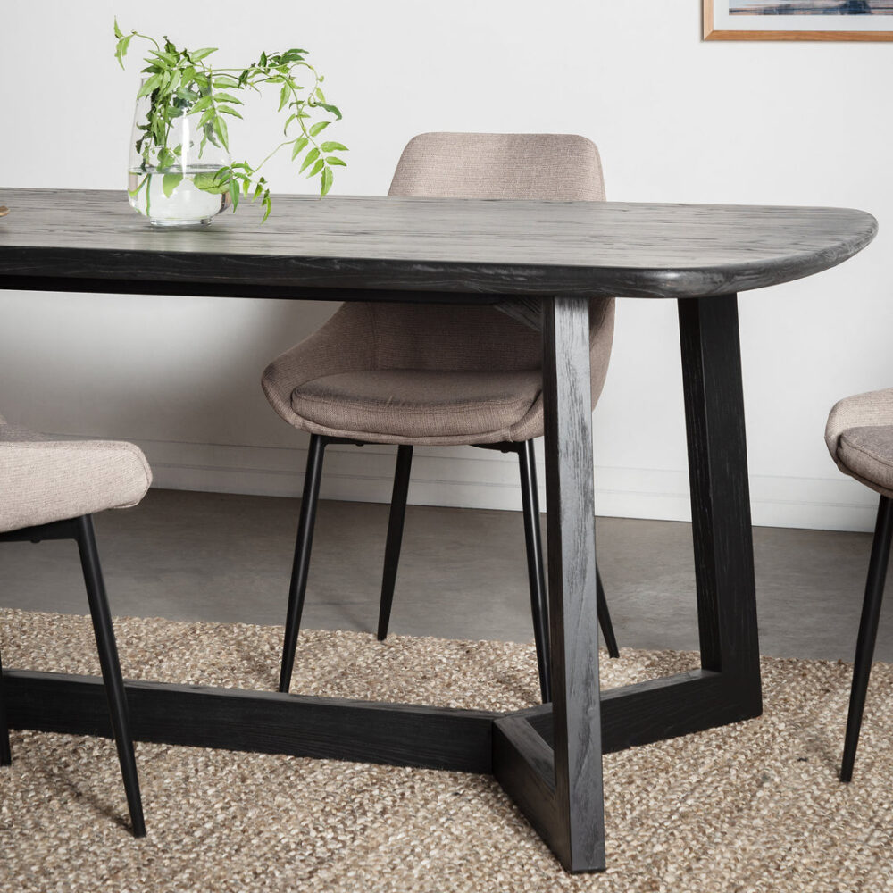 Massey 2.2m Wooden Dining Table - Black - Image 10