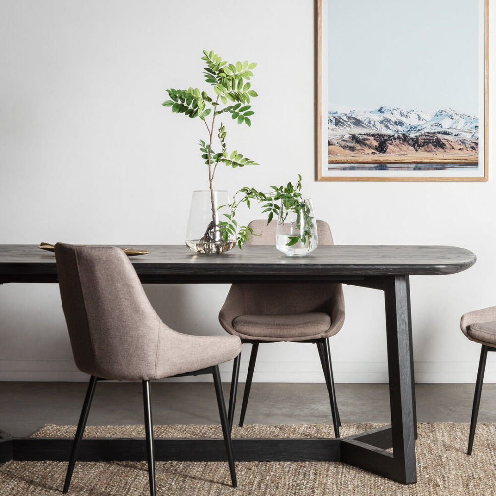 Massey 2.2m Wooden Dining Table - Black - Image 9