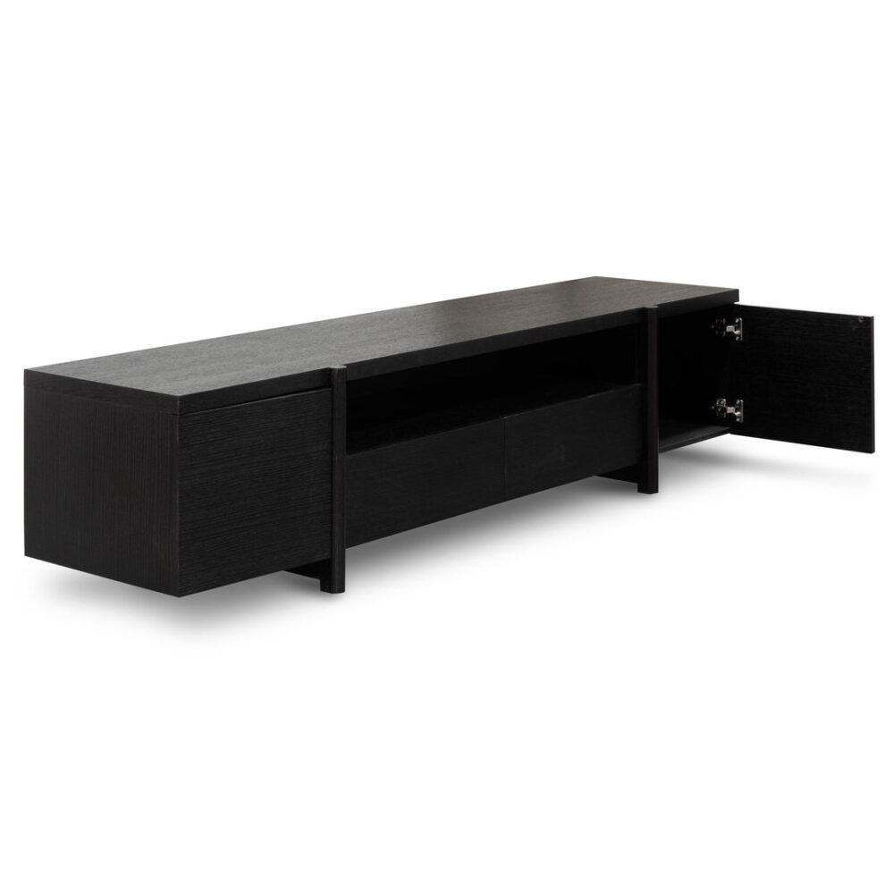 New York Lowline 2.1m Wooden TV Entertainment Unit - Black Oak - Image 7