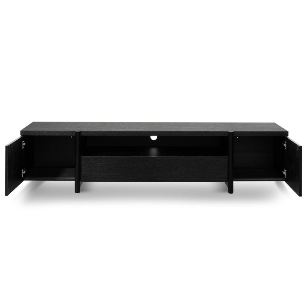 New York Lowline 2.1m Wooden TV Entertainment Unit - Black Oak - Image 9