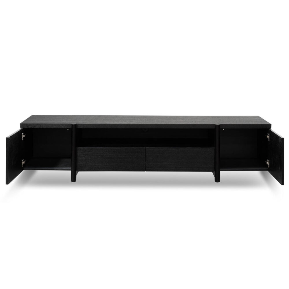 New York Lowline 2.1m Wooden TV Entertainment Unit - Black Oak - Image 8