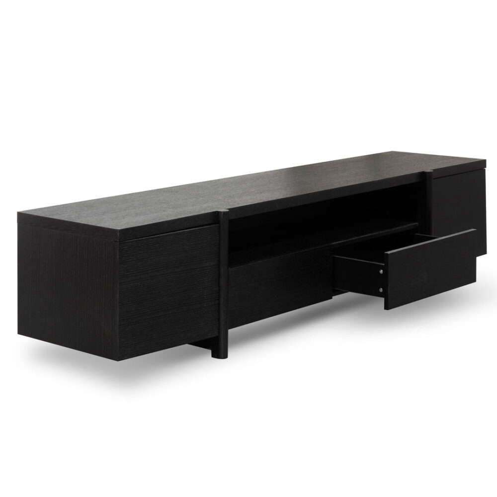 New York Lowline 2.1m Wooden TV Entertainment Unit - Black Oak - Image 6