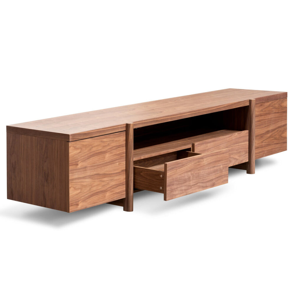 New York Lowline 2.1m Wooden TV Entertainment Unit - Walnut - Image 5