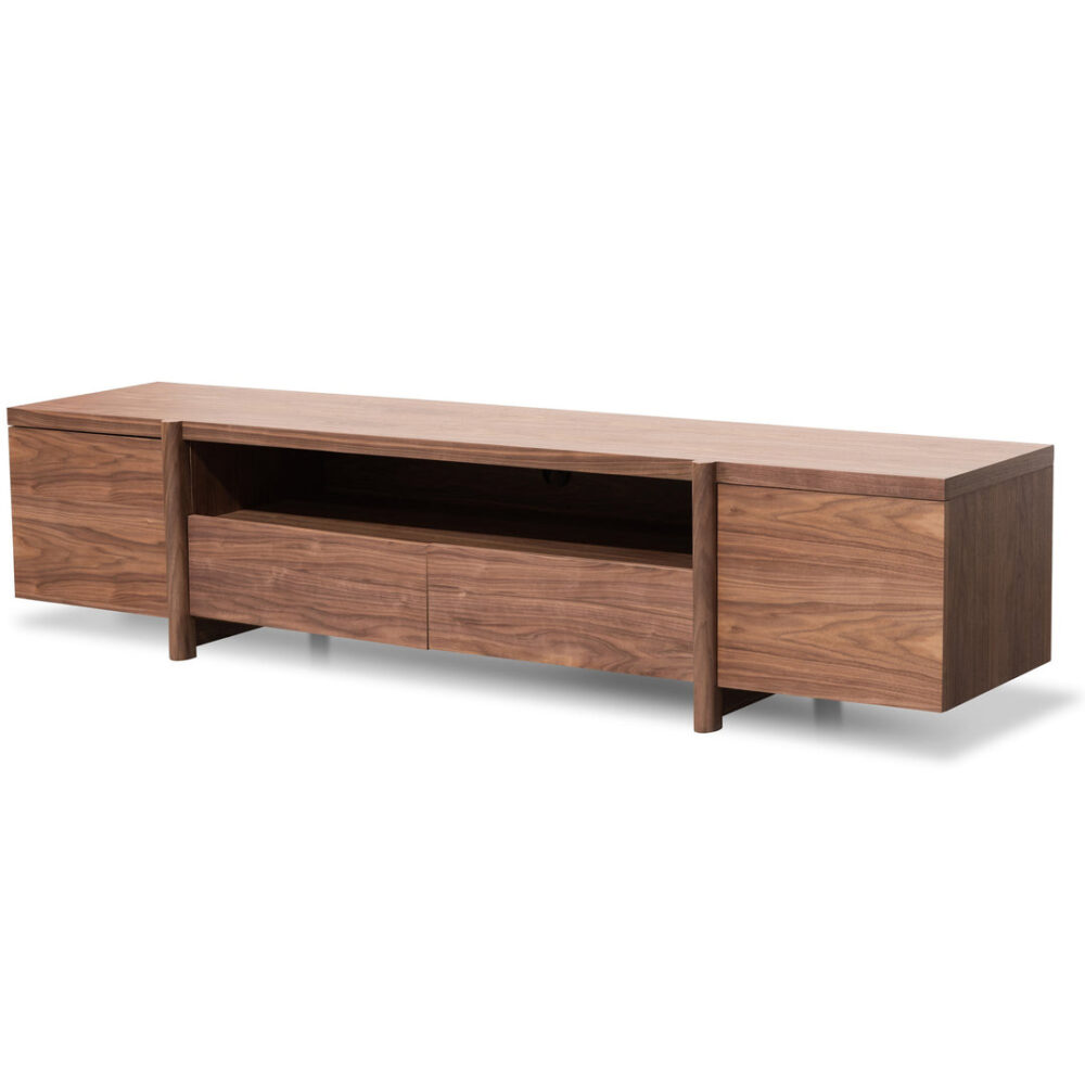 New York Lowline 2.1m Wooden TV Entertainment Unit - Walnut