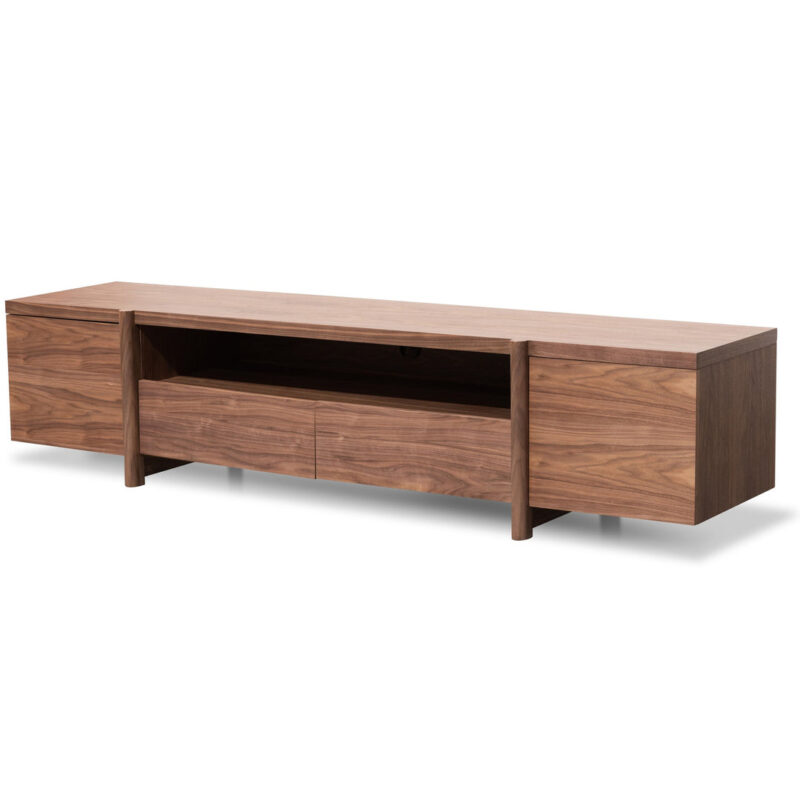 New York Lowline 2.1m Wooden TV Entertainment Unit - Walnut