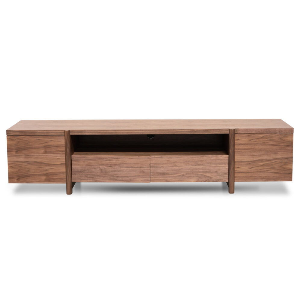 New York Lowline 2.1m Wooden TV Entertainment Unit - Walnut - Image 2