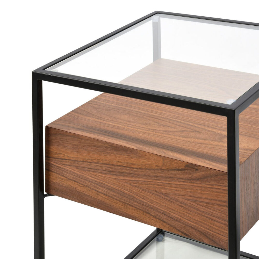 Norman Scandinavian Metal Frame Side Table - Walnut - Image 2