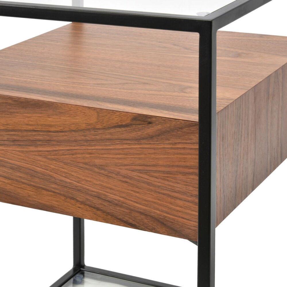Norman Scandinavian Metal Frame Side Table - Walnut - Image 4