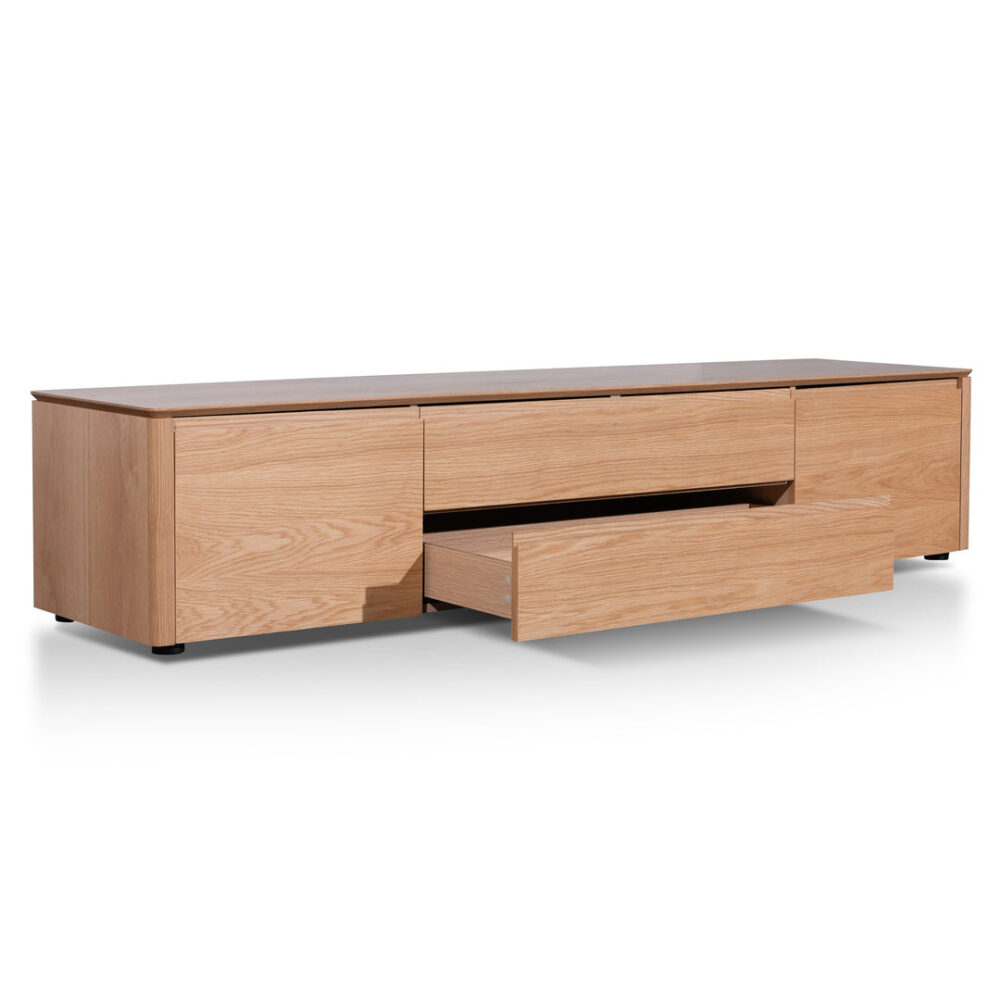 Norris 2m Entertainment TV Unit with Middle Drawer - Natural Oak - Image 4
