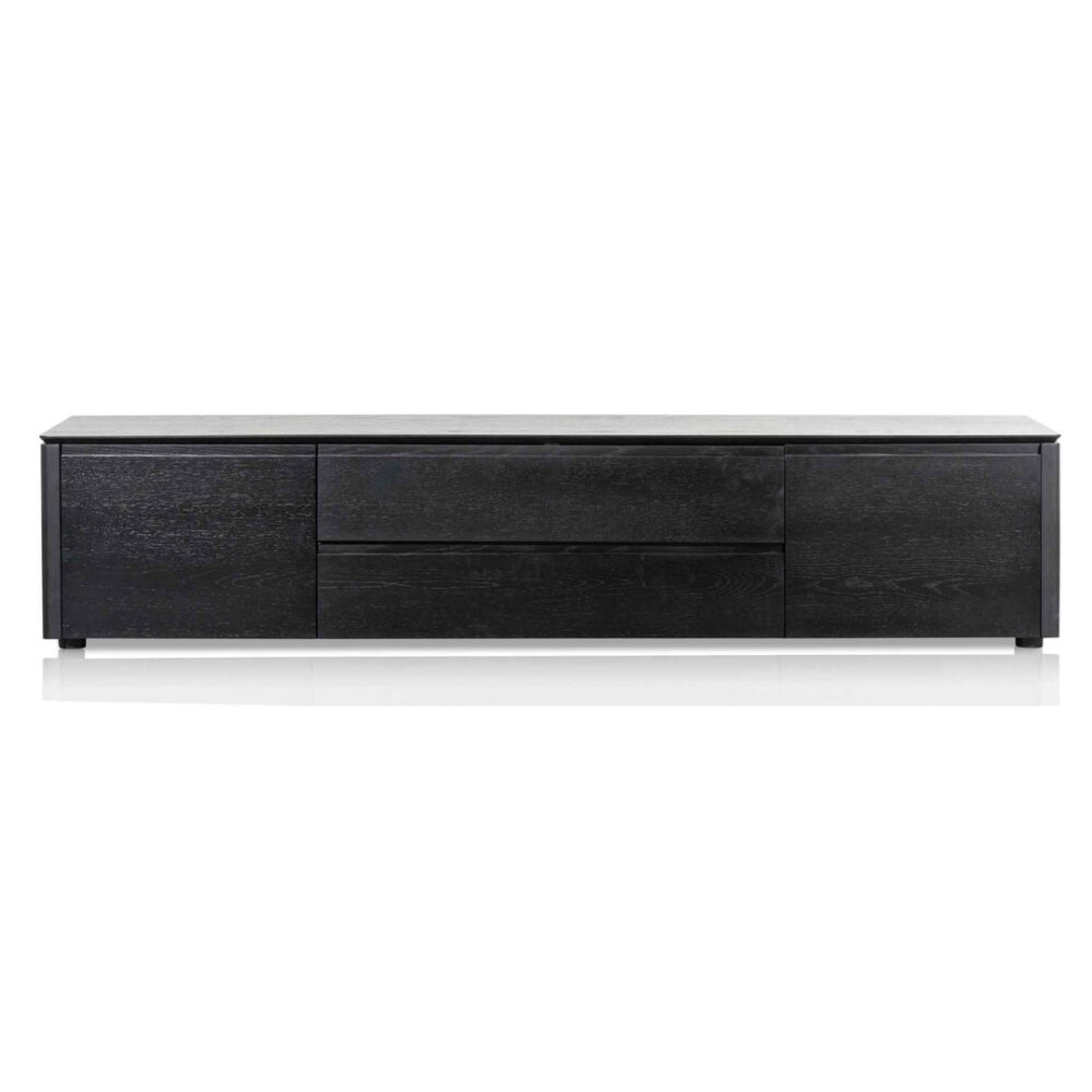 Norris 2m Entertainment TV Unit with Middle Drawer - Black Oak - Image 2
