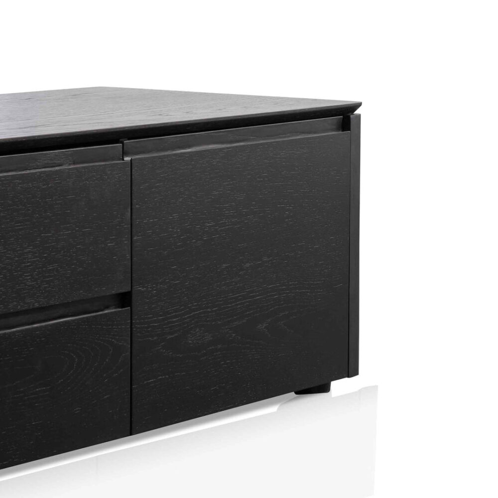 Norris 2m Entertainment TV Unit with Middle Drawer - Black Oak - Image 9