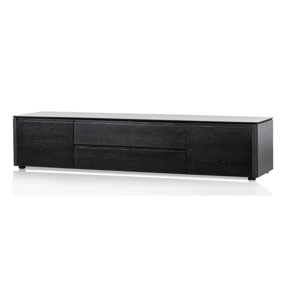 Norris 2m Entertainment TV Unit with Middle Drawer - Black Oak