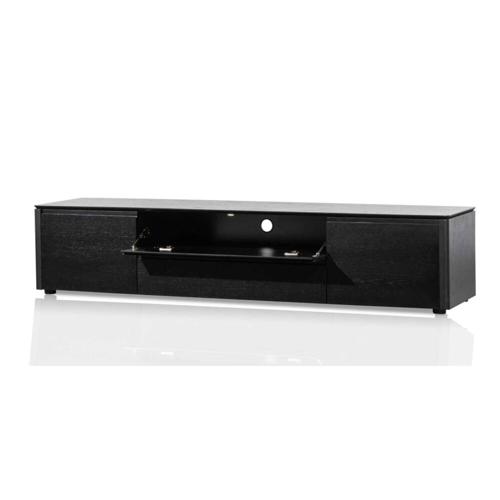 Norris 2m Entertainment TV Unit with Middle Drawer - Black Oak - Image 3