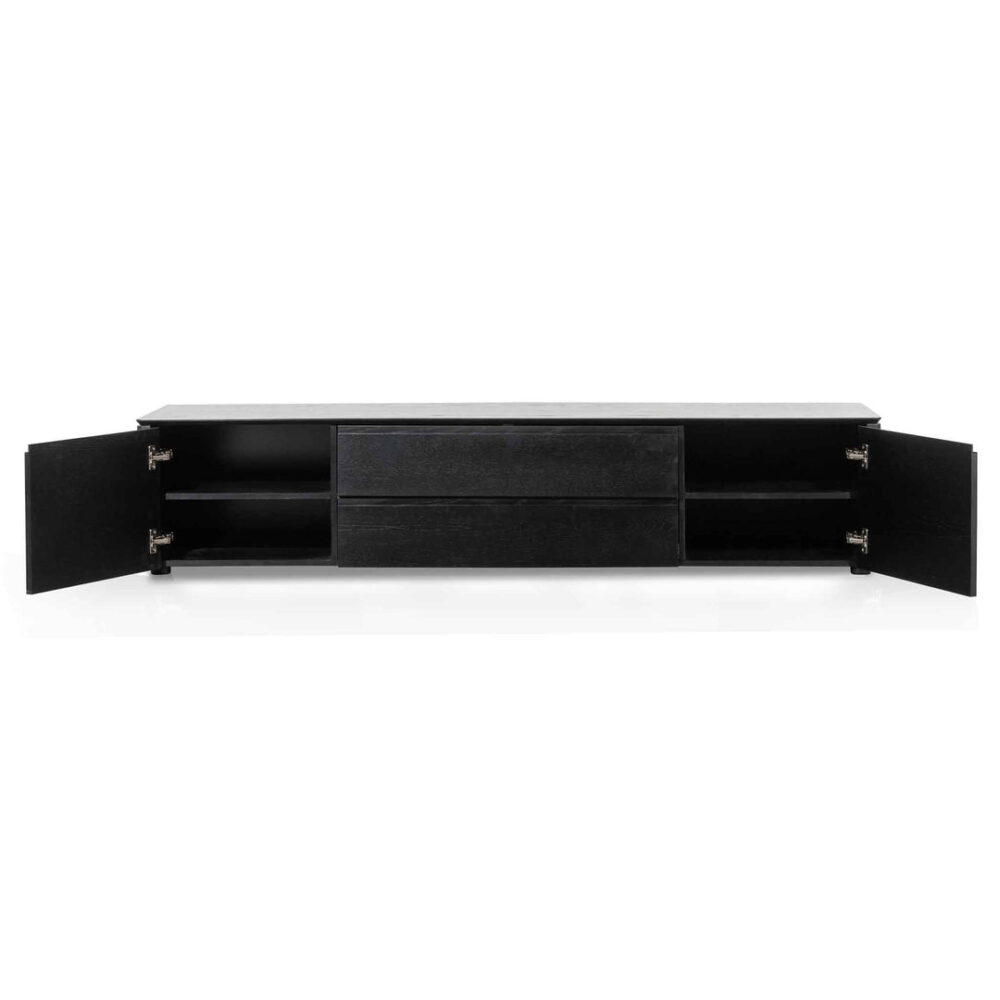 Norris 2m Entertainment TV Unit with Middle Drawer - Black Oak - Image 5