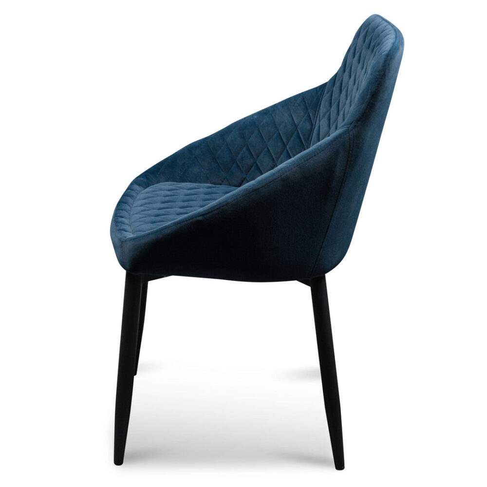 Set of 2 - Rolf Dining Chair - Navy Blue Velvet in Black Legs - Image 5