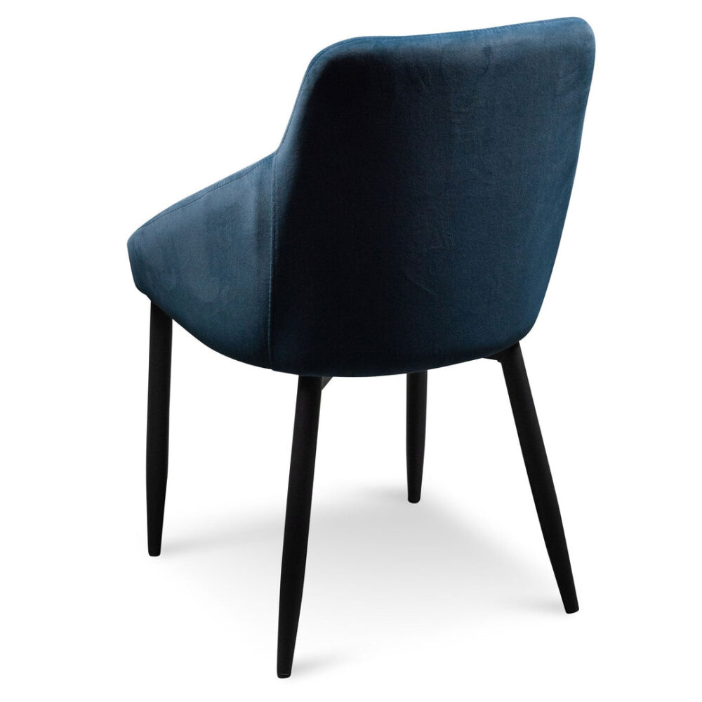 Set of 2 - Rolf Dining Chair - Navy Blue Velvet in Black Legs - Image 6