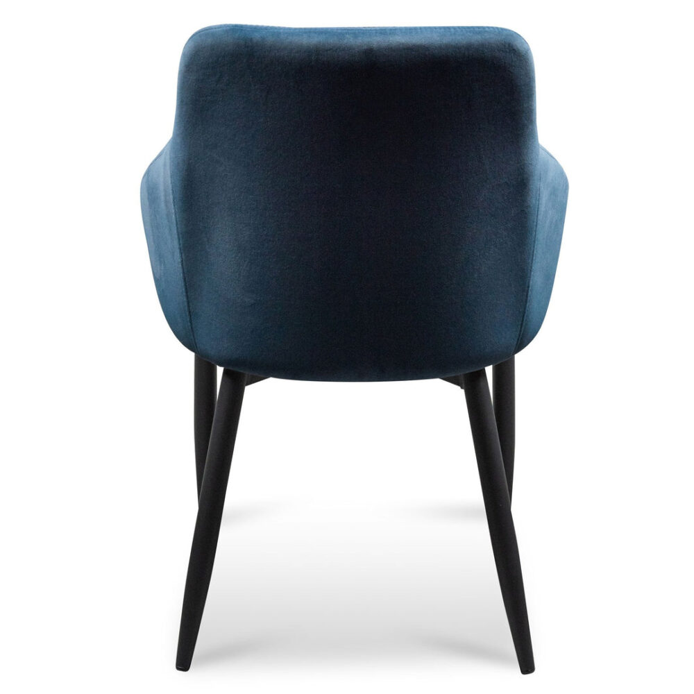 Set of 2 - Rolf Dining Chair - Navy Blue Velvet in Black Legs - Image 7