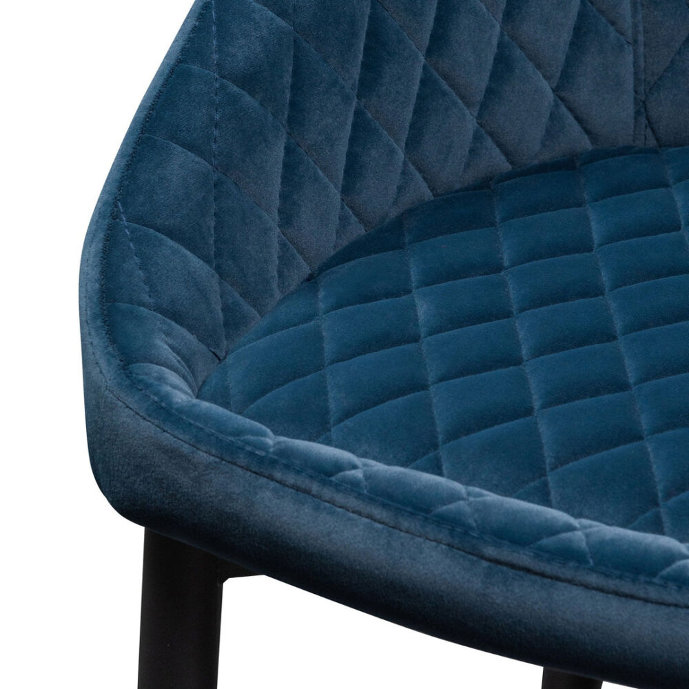 Set of 2 - Rolf Dining Chair - Navy Blue Velvet in Black Legs - Image 8